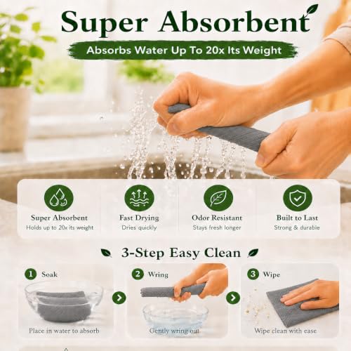 10 Grey Swedish Dishcloths - Ultra Absorbent & Eco-Friendly