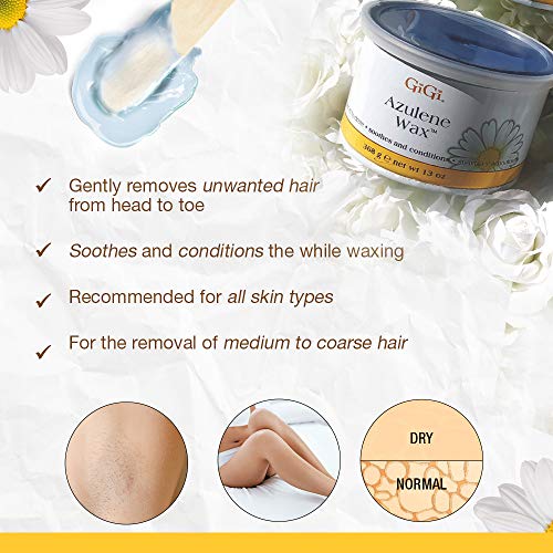GiGi Azulene Soft Wax for Hair Removal - 13 oz Full Body, Sensitive Skin