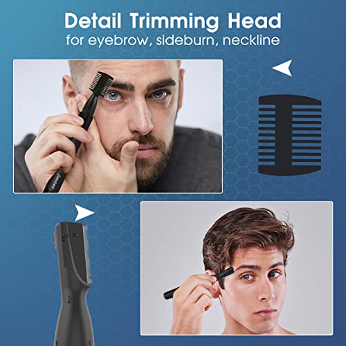 Upgraded Eyebrow Trimmer for Men, Precision Detailer Battery-Operated Eyebrow Razor and Shaper, Electric Facial Hair Trimmer with Comb, Dual-Blade Grooming Tool, No Pulling Sensation