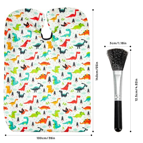 Gealaek Kids Haircut Cape Set with Dinosaur Pattern, 55x40 Inches
