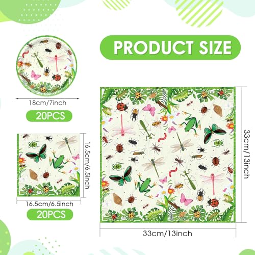 40 Pcs Bug Theme Plates and Napkins Set for Birthday Parties