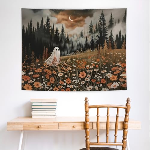 NATSUNO Halloween Tapestry - Spooky Ghost Wall Hanging 50x60