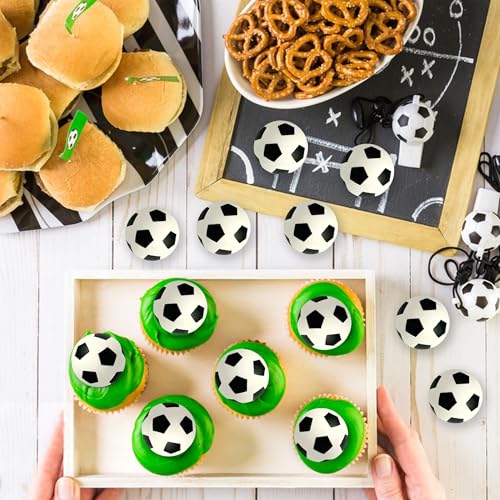 28pcs Mini Soccer Ball Cake Toppers for Birthday Parties