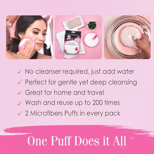 Waterproof Microfiber Makeup Remover Puffs - Reusable Facial Cleansing Sponges, Gentle & Deep Clean, Travel & Home Use