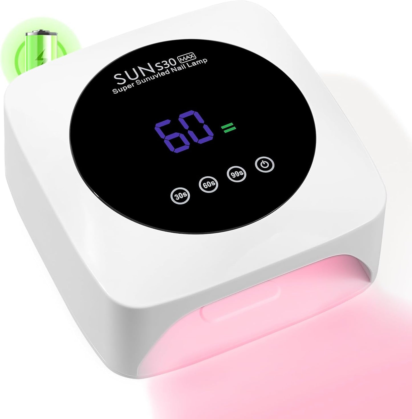 Cordless UV LED Nail Lamp - 96W Rechargeable Gel Nail Dryer with 3 Timer Settings | Pink Diamond Design