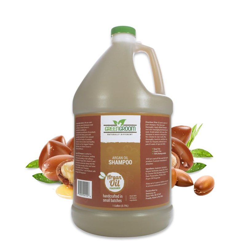 Green Groom Argan Oil Dog Shampoo, 1 Gallon - Vitamin E and Antioxidant Rich, Restores Shine, Moisturizing, Natural Ingredients, Helps Relieve Dry Itchy Skin, Adds Moisture to the Coat