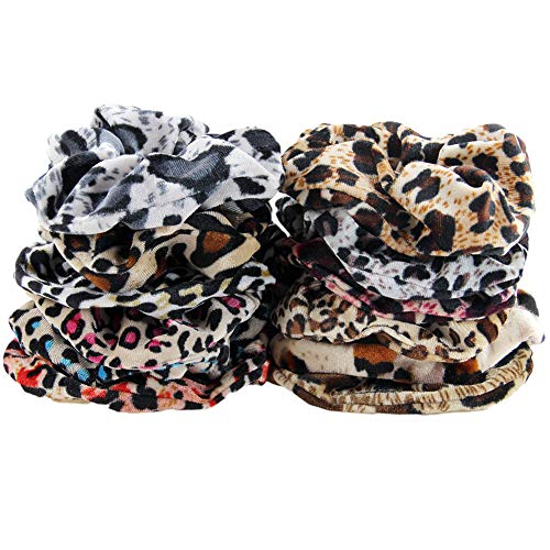 LOVEF 24pcs Leopard Print Velvet Hair Scrunchies for Women, Hair Accessories