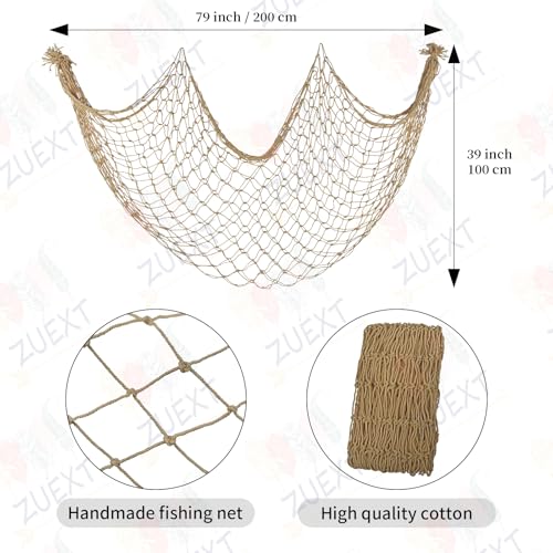 ZUEXT Decorative Fishing Net - 80x40 Inch Cotton Wall Decor (2 Pack)