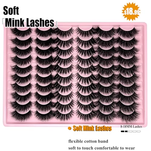 loladook 30 Pairs Faux Mink Full Strip Lashes - Wispy Cat Eye