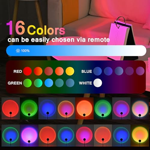 RGB Sunset Lamp Projector - 16 Color USB Night Light with 180° Rotation