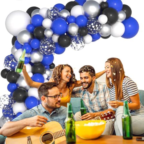Blue Black and White Balloon Garland Arch Kit - 142PCS for Celebrations