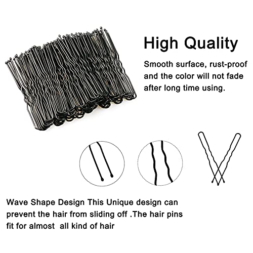 Sevensun 100PCS U Shaped Hair Pins with Storage Box - Black 2.4 Inches