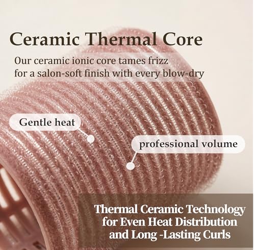 26pcs Ceramic Thermal Hair Rollers Set - Bean Paste Color for Heatless Curls, Waves & Volume