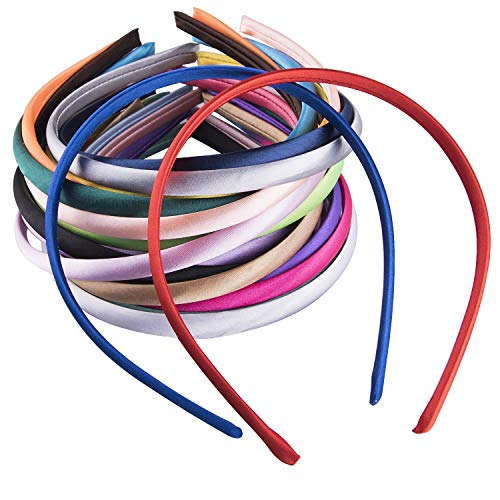 Duufin 50 Pcs Satin Headbands for Girls – Multicolor Pack, 11.5cm Diameter