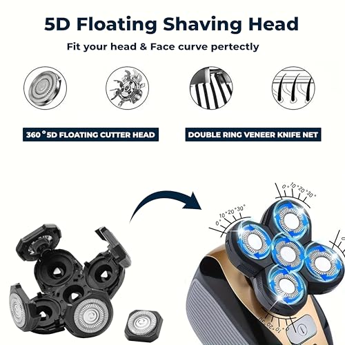 DREBIG 5-Head Shaver Replacement Blades for Bald Men, 2-Pack