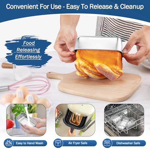 TeamFar Mini Loaf Pan Set - 3 Stainless Steel Baking Pans, 6.3 x 3.5 Inch, Dishwasher Safe