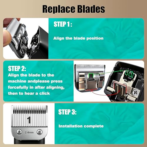 Replacement Size 1 Ceramic Blades for Oster 76, Andis AGC, Wahl KM10