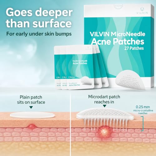 VILVIN Microdart Acne Patches - 27 Count Spot Treatment for Blind Blemishes