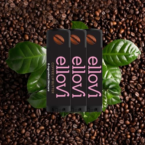 Ellovi Natural Coffee Lip Butter, Vegan Moisturizing Lip Balm (3 Pack)