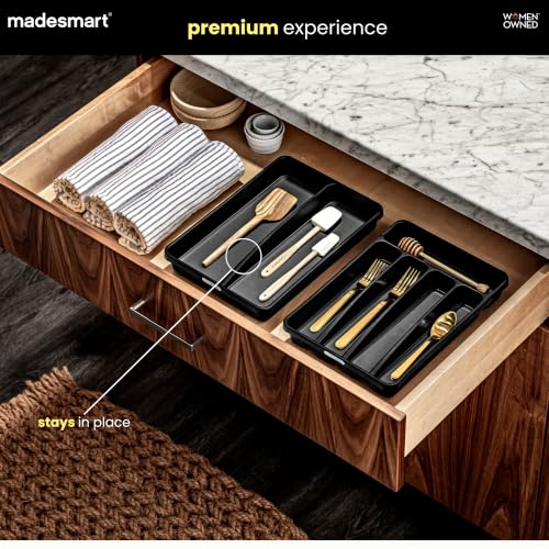 Madesmart Compact Utensil Tray - 2 Compartment Organizer with Non-Slip Feet