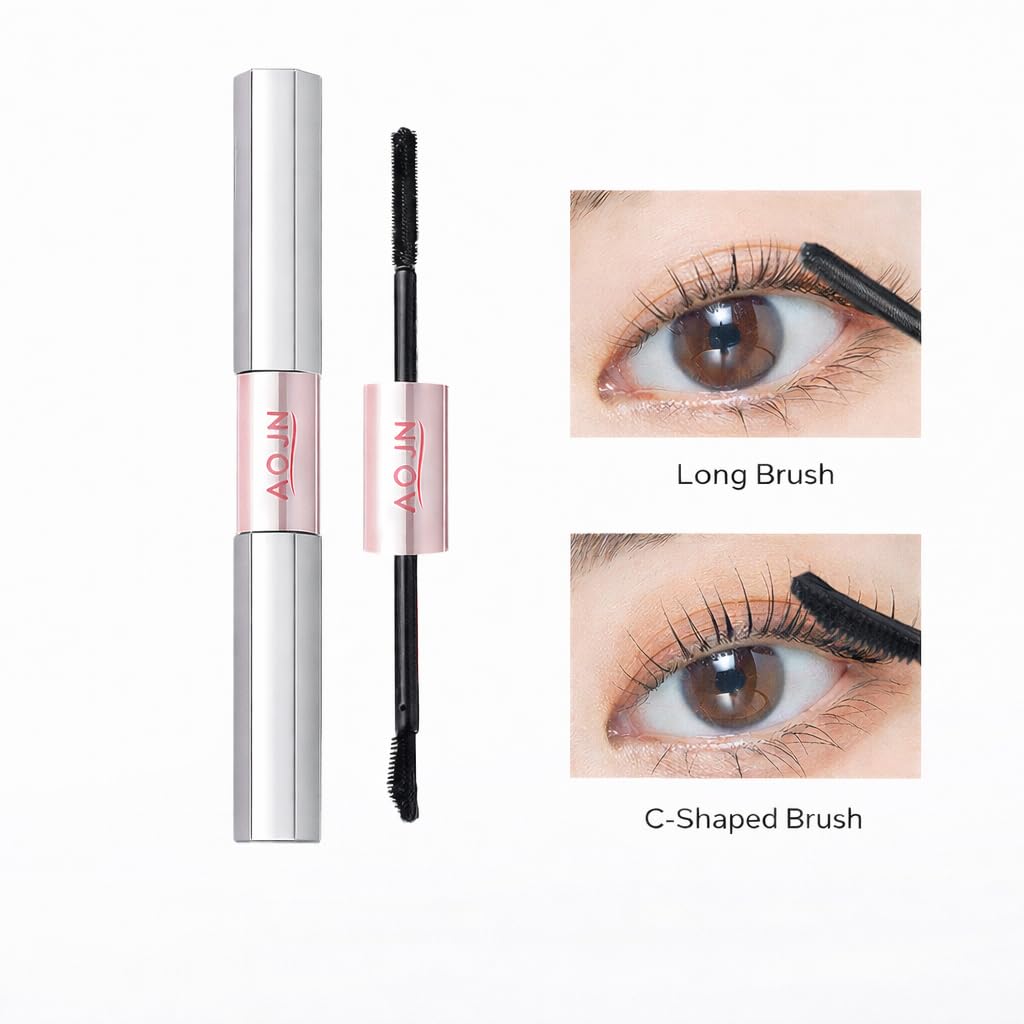 Dual-Ended Metal Mascara | Volumizing & Lengthening Waterproof Formula for Dramatic Black Lashes - Long-Lasting, No Flaking, No Clumping