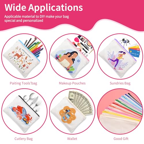 24Pcs Canvas Makeup Bags Bulk - Blank DIY Sublimation Cosmetic Pouches