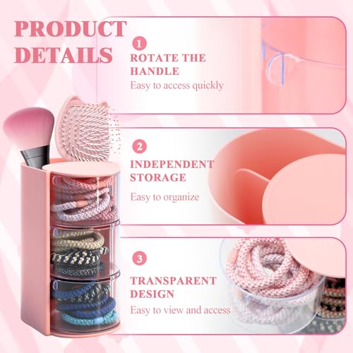 2 Pcs Pink Hair Accessories Organizer with Makeup Brush Holder