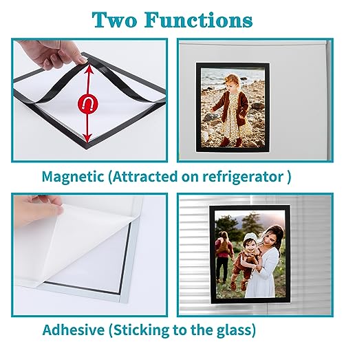 CRUGLA 8x10 Magnetic Picture Frames - Self-Adhesive Black Set