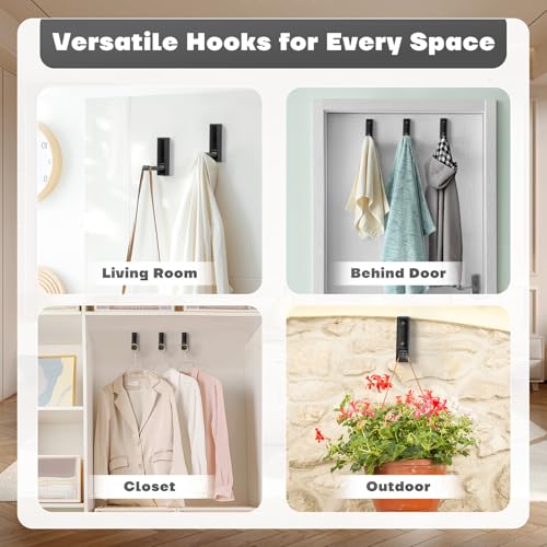 Heavy Duty Folding Wall Hooks - 2 Pack Matte Black Zinc Alloy