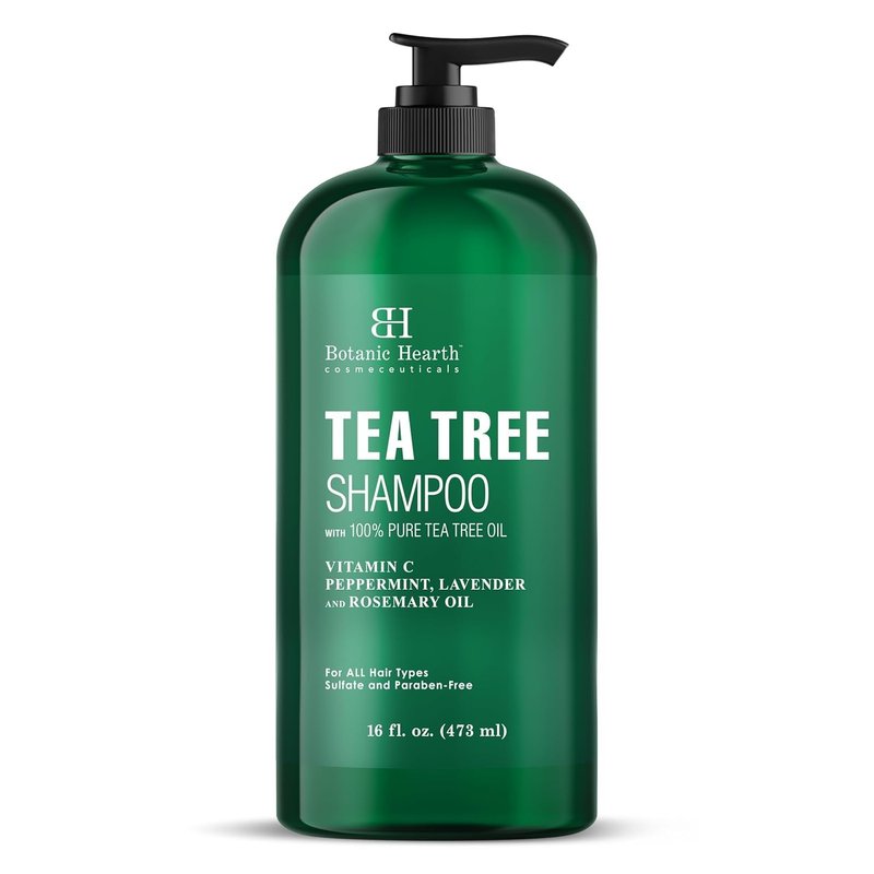 Tea Tree Shampoo - Fights Dandruff & Dry Scalp with Vitamin C, Peppermint, Lavender & Rosemary Oil | 16 Fl Oz