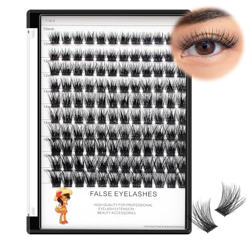 Bodermincer 120 Pcs Black Mixed-Length D Curl Fluffy Lash Clusters for Eyelash Extensions