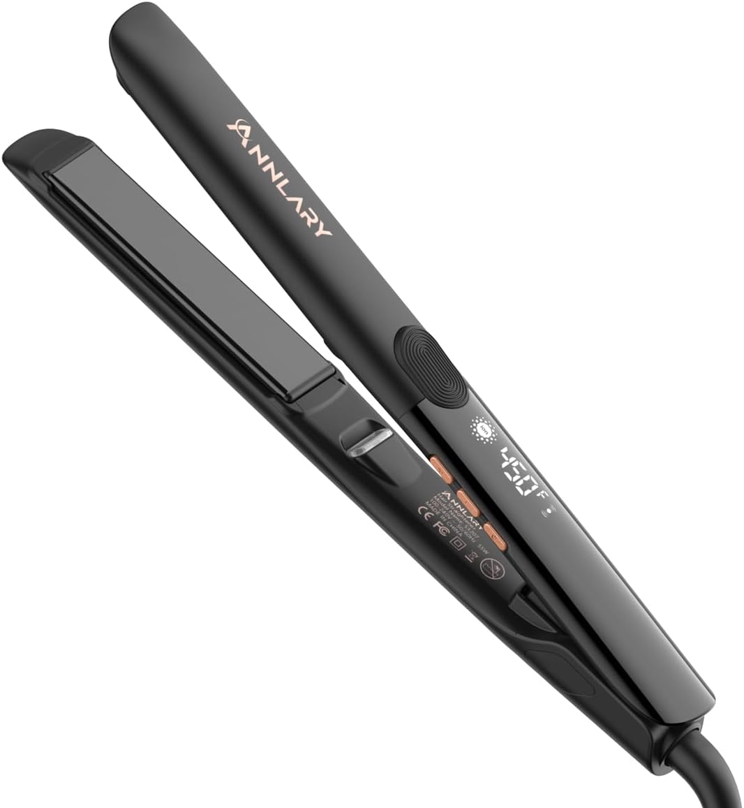 Annlary Hair Straightener | 1 Inch 2-in-1 Flat Iron & Curler - Titanium Ceramic, Ionic Dual Voltage for Smooth, Frizz-Free Hair