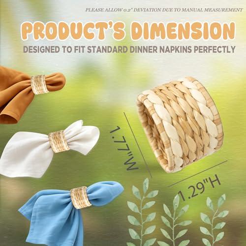 Handmade Rustic Seagrass Napkin Rings - Set of 6 for All Occasions