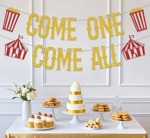 Come One Come All Circus Banner for 1st Birthday Party Decorations