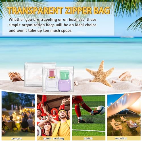 24 Pcs Clear Makeup Bags 5.9 x 5.1 x 1.4 inches PVC Organizer Travel Storage