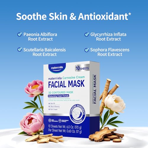 MATERN'ELLA 3D Carnosine & Pro-Xylane Anti-Aging Cream Face Mask, 10 Pack