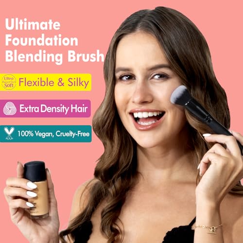 Professional Blending Makeup Brush Set for Foundation, Blush & Bronzer - Vegan Cruelty-Free