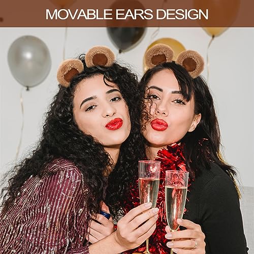 SIOTMERA Bear Ears Headband Brown – Movable Animal Hairband for Face Washing, Cute Cute Care Wear