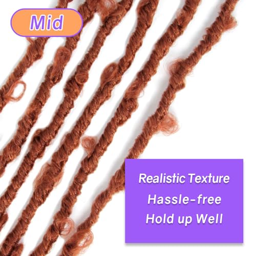 Butterfly Locs Crochet Hair 14 Inch - Curly End Faux Locs 350# (Ginger Red) - Pack of 6