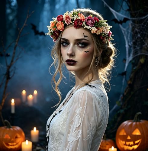 LLinfflr Boho Rose Flower Crown Headband | Adjustable Floral Halo for Weddings & Cosplay