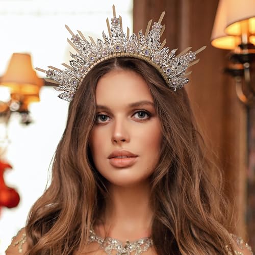 Gold & Purple Sun Halo Crown Headband for Festivals & Cosplay