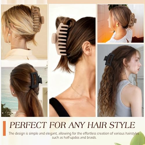 4 Pcs Brown-Black Cloud Claw Clips for Thick Hair - 4.3 Inch