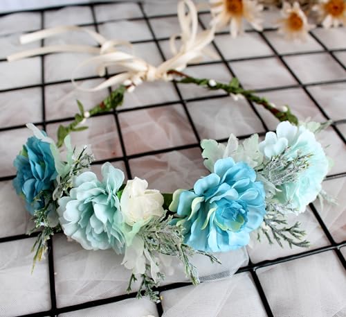 Fairy Floral Crown Headband - Blue Flower Halo V