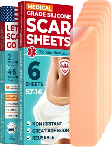 Medical Silicone Scar Sheets - 6 Reusable Strips for C-Section & Keloid Scars