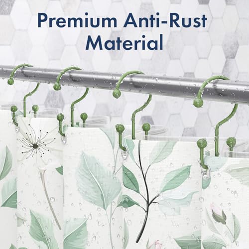 Bathway Rust-Proof Shower Curtain Hooks - Set of 12 Double Hooks