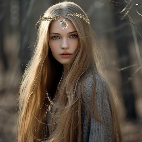 Vivivalue Gold Fairy Crown Headband Elf Floral Headpiece E - Women Men