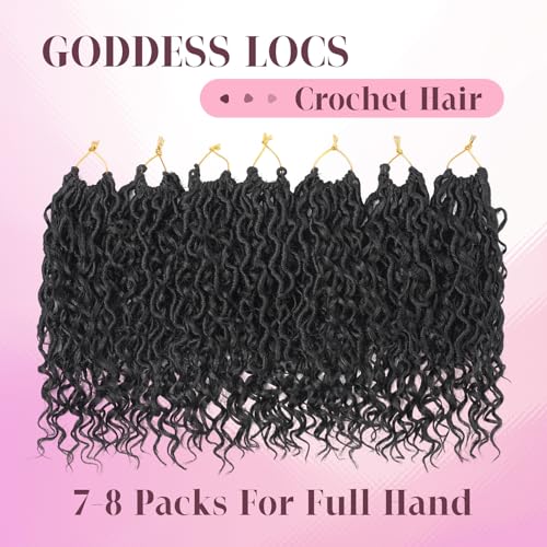 Aipin 12 Inch Goddess River Locs Crochet Hair 7 Packs - 1B Natural Black