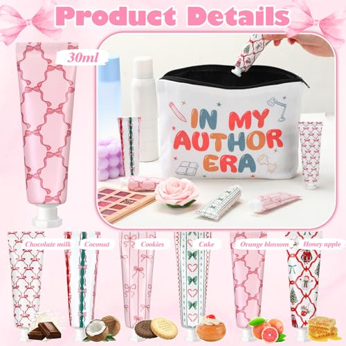 Dimsile 12 Pcs Pink Bow Christmas Hand Cream Gifts Set for Women - 6 Designs, 30ml Portable Moisturizers