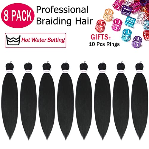 Alrence 14 Inch Pre-Stretched Braiding Hair - 8 Packs for Knotless Braids