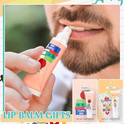 24 Pcs Teacher Appreciation Lip Balm Set - Moisturizing Bulk Gift Pack